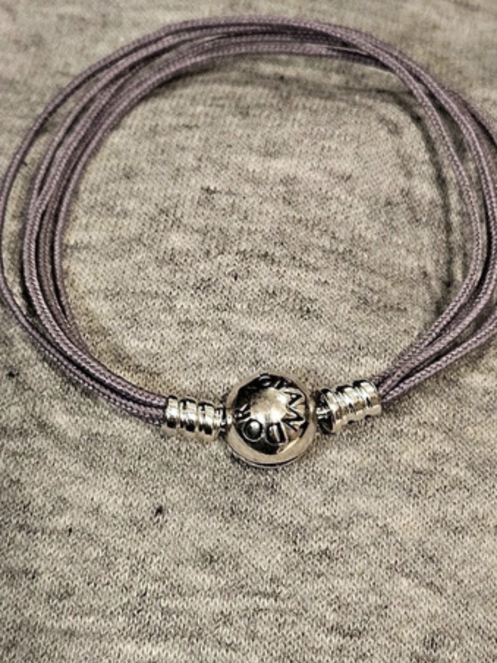 Pandora Multi-Strand Lavender Fabric Bracelet Purple & Silver